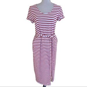 Boden White with Red Stripes "Hallie" Jersey Dress 8R